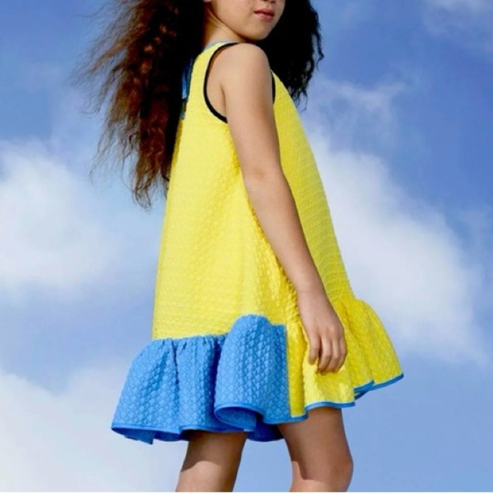 Victoria Beckham for Target Yellow and Blue Ruffle Dress